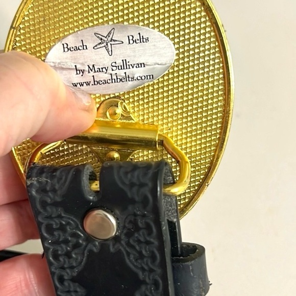 Beach Belts Mary Sullivan Black Leather Belt w/Exquisite Dragonfly Buckle,Size L - Picture 9 of 12